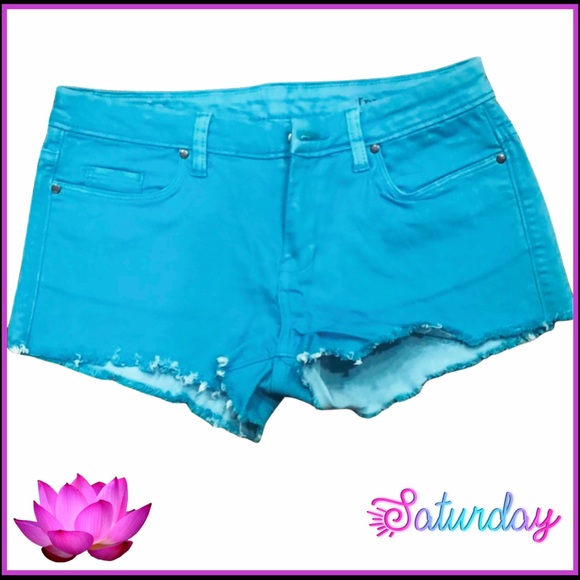 BLANKNYC TURQUOISE CUT- OFF SHORTS 25 - Picture 2 of 11